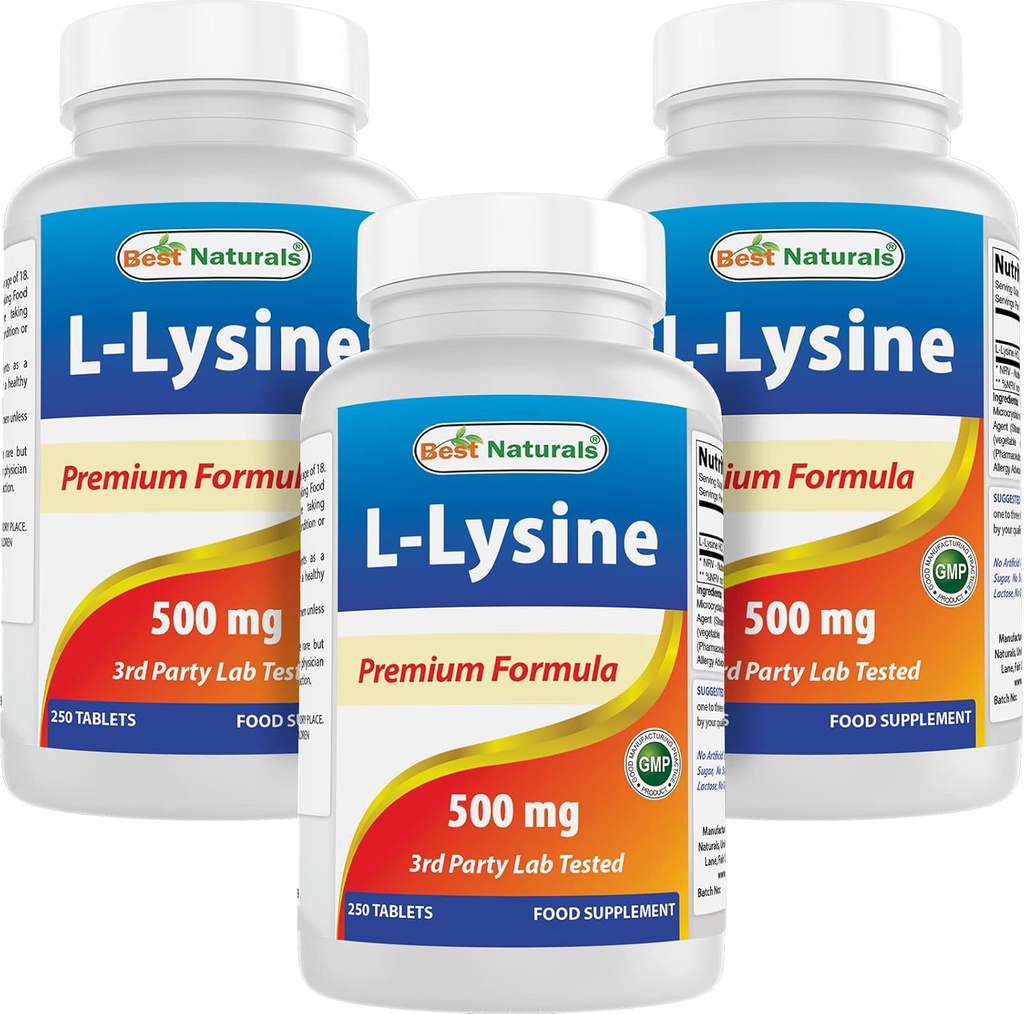 Cele mai bune naturale L-Lysine 500 mg 250 comprimate (250 număr de 3)