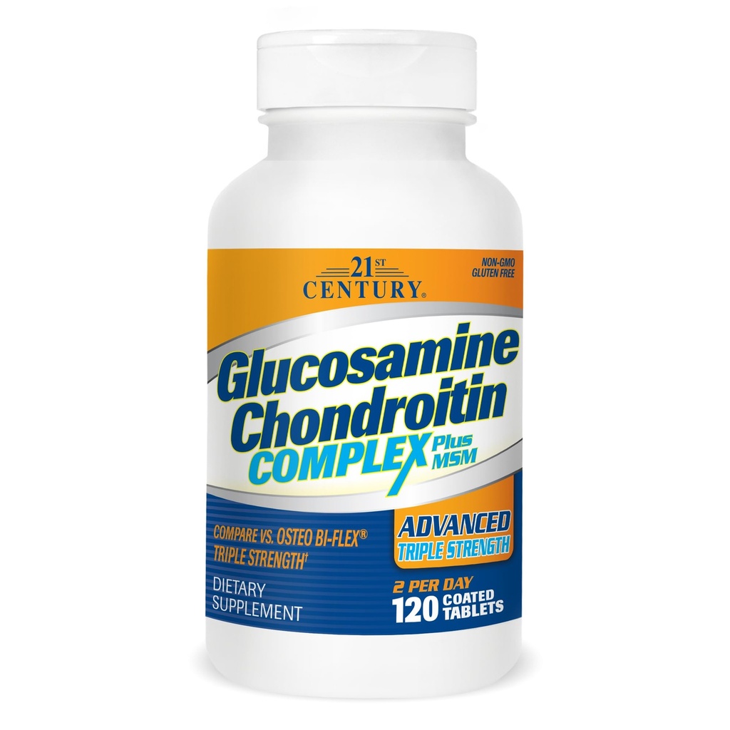 21st Century Glucosamine Chondroitin Complex Plus MSM, Advanced Triple Putere, 120 comprimate