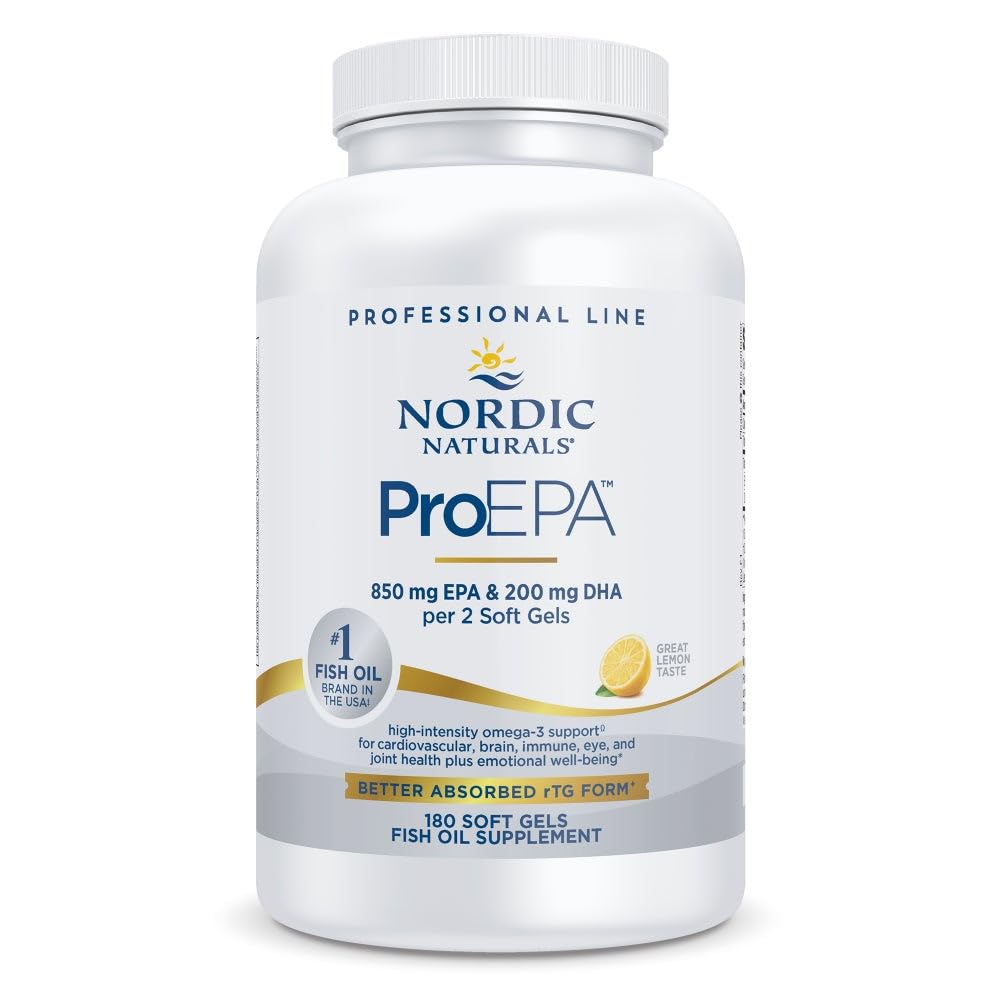Nordic Naturals ProEPA, Lemon - 180 Soft Gels - 1210 mg Omega-3 - High-intensity EPA Formula pentru Mood sănătos, Heart Health & Cellular Function - non-GMO - 90 Servings