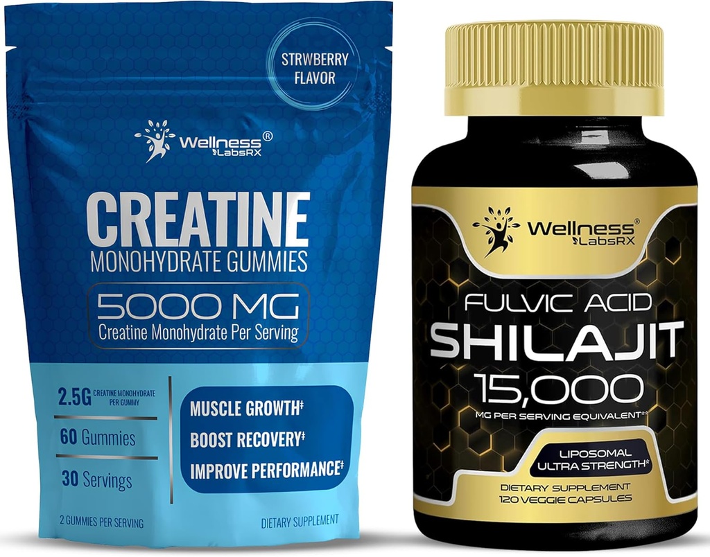 wellness LABSRX Creatine Gummies și Shilajit Capsule