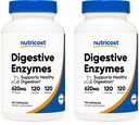 Nutricost Digestive Enzime 620 mg, 120 Veggie Capsule (2 flacoane) - Complet Digestive Enzyme Supliment