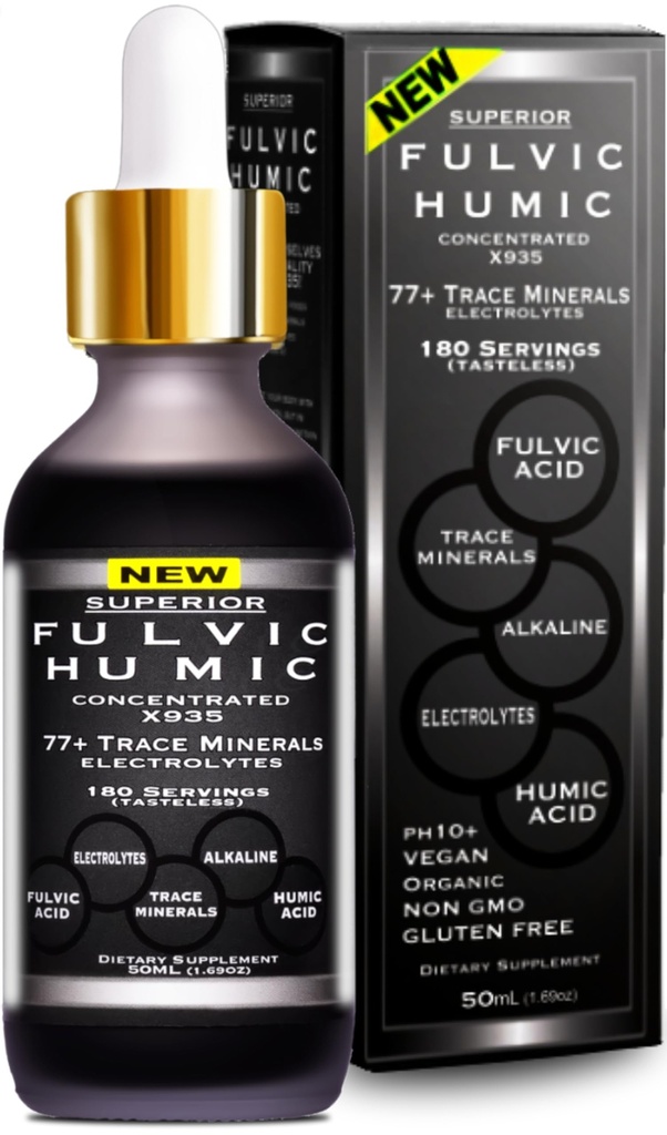 Urme picaturi minerale cu electroliti - 77 Minerale Trace - 180 Servings- Restaurare electrolitice, Imbunatatirea sanatatii Gut, Leaky Gut Repair - Plant Derived Ionic Trace Minerale de la Fulviel & Acid Humic