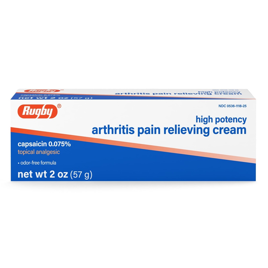 Rugby mare potenta Capsaicina 0.075% Crema - Crema de calmare a durerii pentru artrită - 2 Oz (57g), (1 ambalaj)