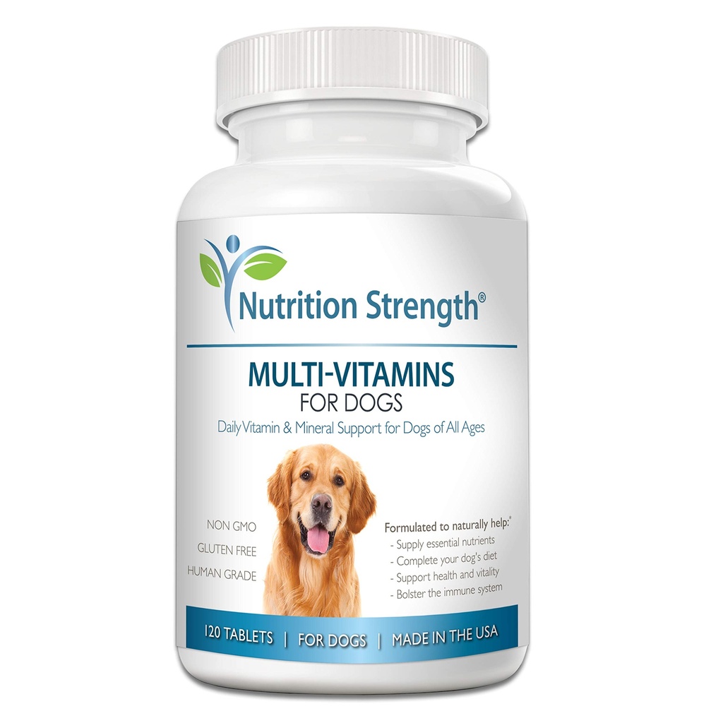 Multivitamine pentru câini, Daily Vitamina si Suport mineral, Suplimente caine nutritional pentru toate rasele și dimensiunile canine, promovează sănătatea imună în animale de companie, 120 comprimate masticabile