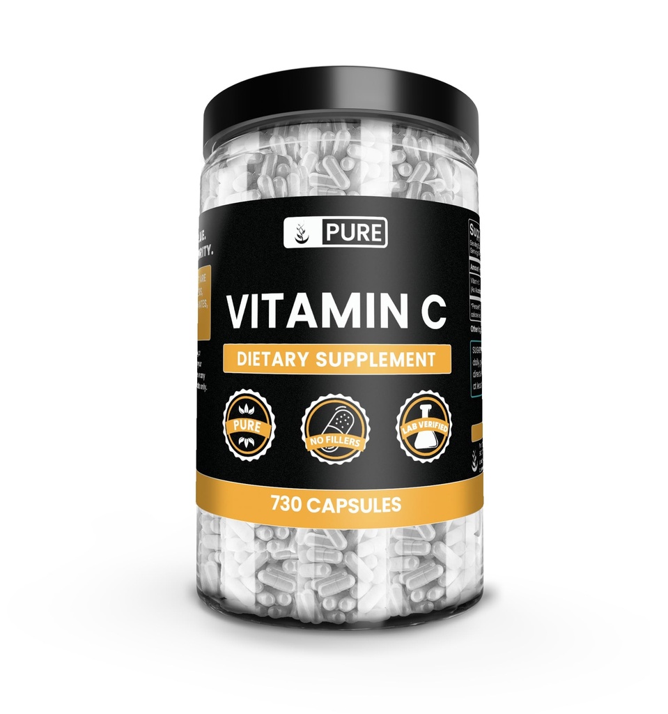 Ingrediente originale pure Vitamina C (730 capsule) No Magneziu sau Rice Fillers, întotdeauna pură, Lab verificat