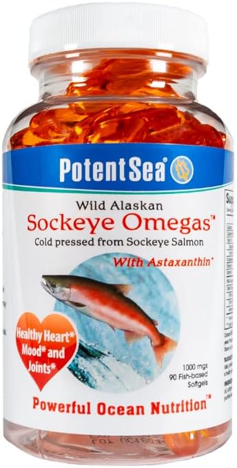 Wild Alaskan Socketye Omegas Somon supliment ulei de pește, Omega-3 EPA și DHA, Easy Digestion, Rece presat, 90 Softgel