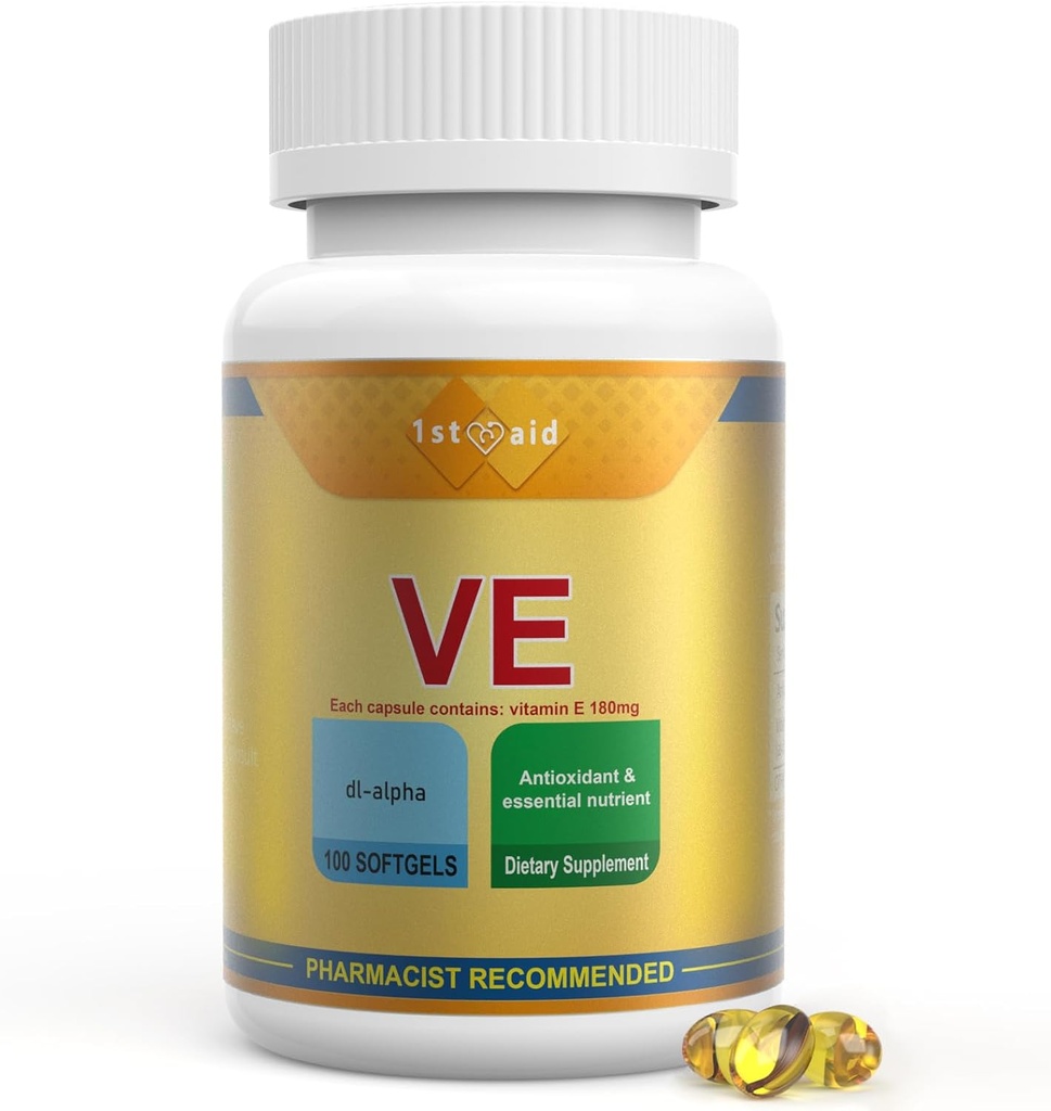 1st Help NSF Vitamina-E Suplimente-Softgels Femei-Tocotrienols Mini-Capsule - 100 Softgels Îmbunătățește circulatia sangelui Vitamina E Capsule Solubil în apă,E Suplimente vitamine Suport antioxidant