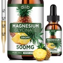 Magneziu Glicinat Supliment, Lichid de magneziu Glicinat Picături lichide 500mg-Suport Stress Relief, Relaxare, Mood, Somn, Bone & Muscle-2 Fl Oz, Vegan, Ananas Flavor