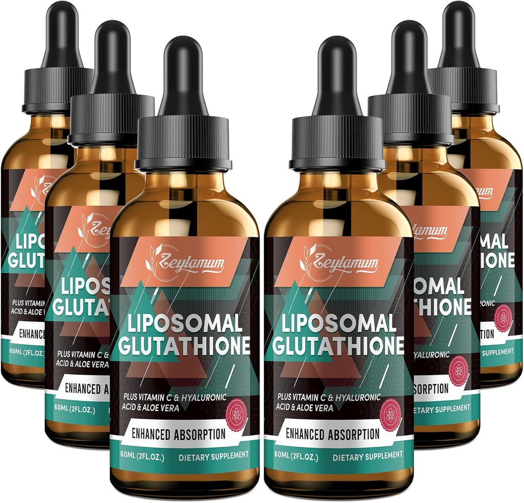 2000MG Picături lichide lipozomale glutatione, absorbţie foarte mare Ultra, detoxifiere naturală, sistem imunitar & Skin Supprot*, L-glutatione, vitamina C şi acid hialuronic, capsule alternative, 12,12 OZ