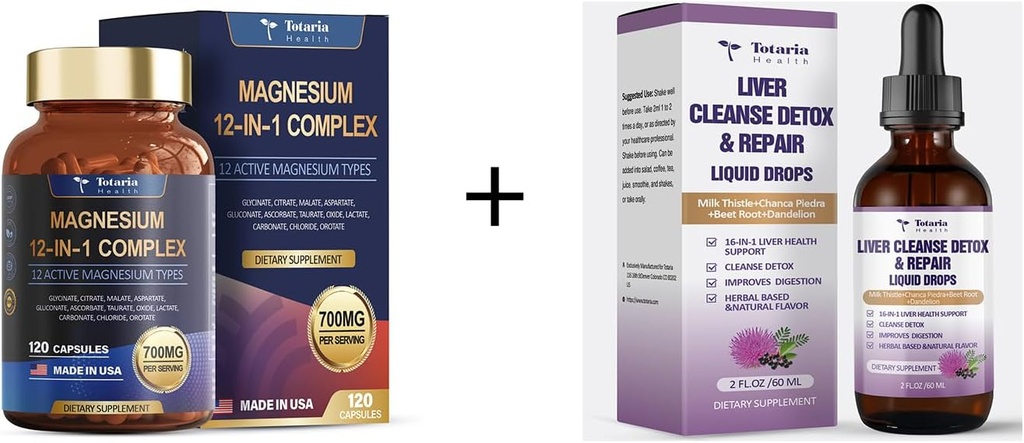 12 în 1 Complex de magneziu+Liver Cleanse Detox & Lichid de reparații
