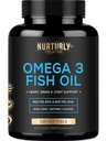 Omega 3 Fish Oil 2000mg, 800mg EPA și 600mg DHA - Enteric Coated and Burpless - Supports Brain, and Heart - Burpless, Non-GMO, 3rd Party Lab Tested and NSF Certified - 120 Softgels