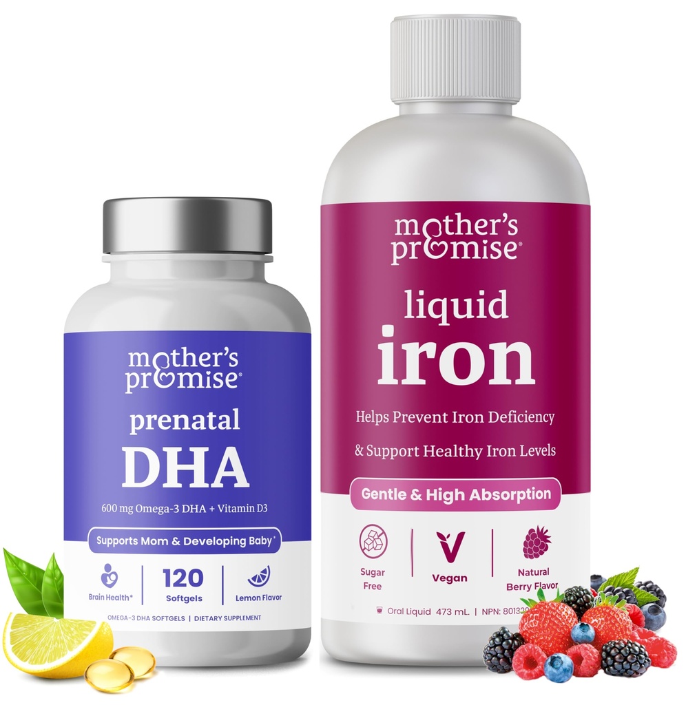 Promisiunea mamei prenatale DHA & lichid de fier Bundle