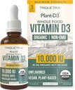 Vitamina organică D3 10000 UI - Plant D3, Vegan, Max Putere lichid D3 picături sublinguale - 200% Absorbție mai mare, 100% Colecalciferol pe bază de plante formă & Vegan D3, dozare reglabilă (30 Servings)