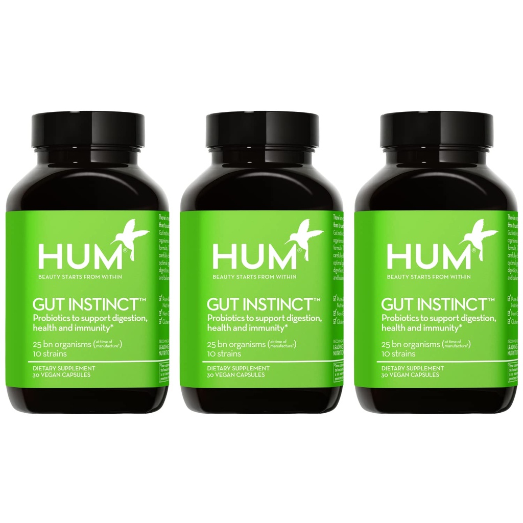 HUM Probiotice instinct zilnic pentru femei și bărbați, Digestive Health, Lactobacillus, Bifidobactery Strains for Immune Support, Probiotic Supliment pentru Diversitate Sanatos Gut, 90 Capsule