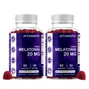 Melatonina vitamatica 20mg Gummie pentru adulti, 30 Serviri - 60 Conte - Supliment de formare non-habita (Pachet de 2)