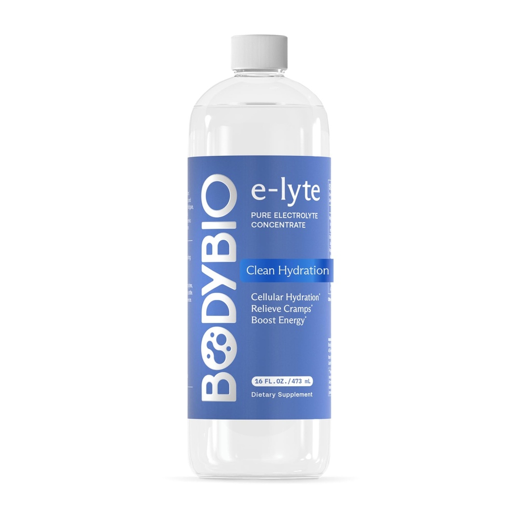 BodyBio e-Lyte - Electrolit concentrat lichid pentru hidratare curată, energie & Cramp Relief - fără zahăr, fără arome artificiale, fără fillere, Keto prietenos