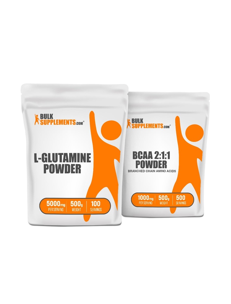 Suplimente vrac L-glutamină 500g + BCAA 2:1:1 500g Bundle