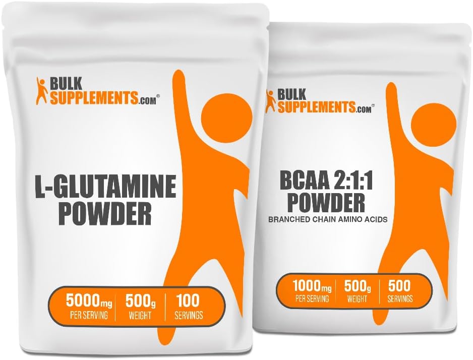 Suplimente vrac L-glutamină 500g + BCAA 2:1:1 500g Bundle