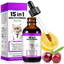 Cat Multivitamine,15 in 1 Cat Vitamine Picături lichide Suplimente pentru Heart Health, Oase, comun, Piele & Coat, Bladder, Suport sistem imunitar 60ml