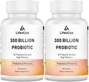 300 Miliarde Probiotice CFU - Probiotice pentru femei și bărbați, 12 tulpini probiotice Plus Prebiotice, Max Potent pentru Global Digestive & Gut Health, Suport imun, Perioada de valabilitate Stabil - 120 capsule