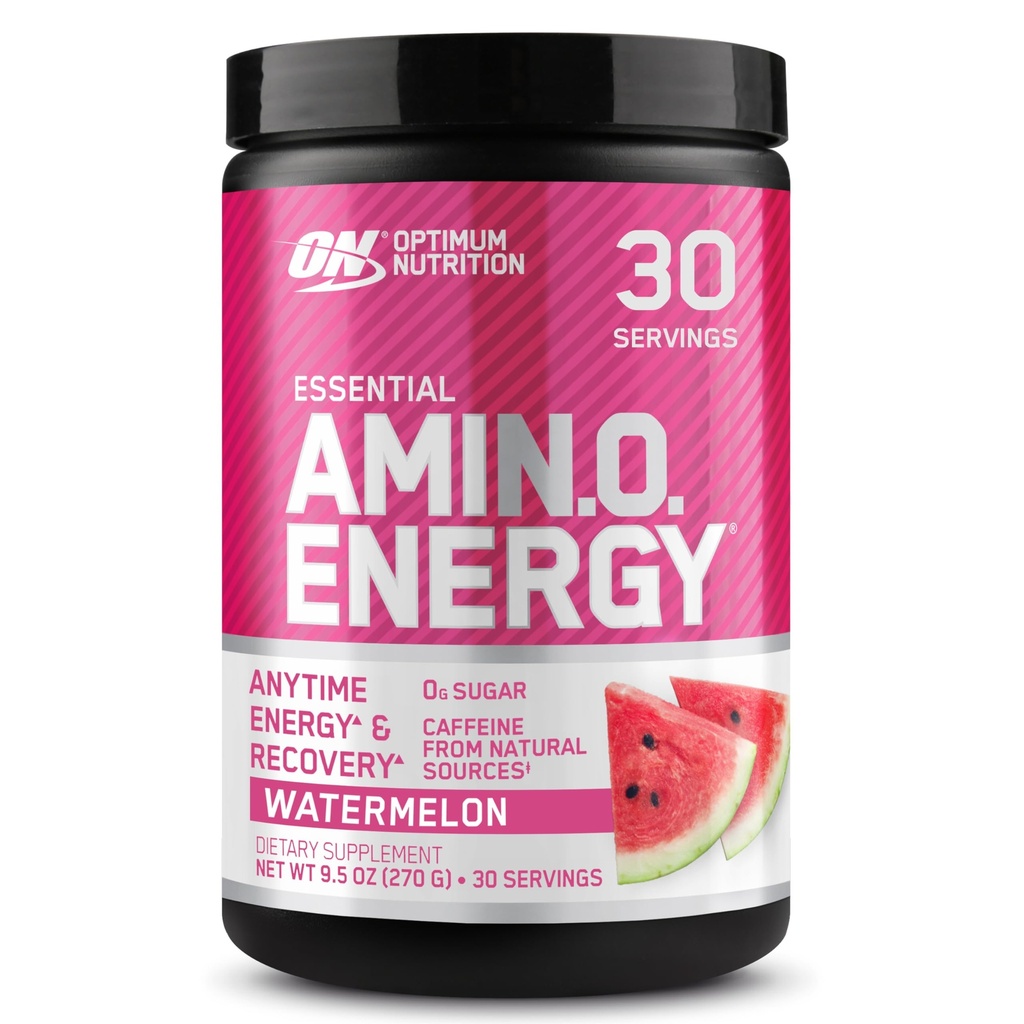 Optimum Nutrition Amino Energy - Pre Workout cu ceai verde, BCAA, Amino Acids, Keto Friendly, Green Coffee Extract, Energetic Powder - Pepene verde, 30 Serviri (Packaging May Vary)