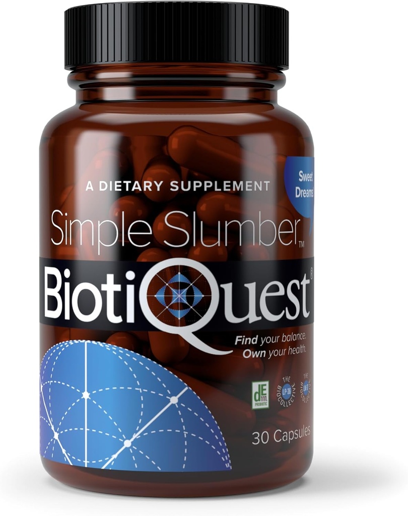BiotiQuest Probiotice simple Slumber pentru a ajuta la îmbunătățirea calității somnului și sănătatea gută, 18 miliarde CFU, non-GMO, și gluten gratuit, 30 capsule