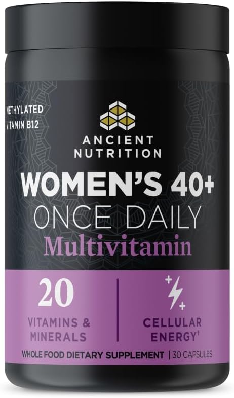 Ancient Nutrition Multivitamin for Women, Ancient Multi Women's 40+ Once Daily Vitamin Supplement, Vitamin B, Vitamin C and Vitamin K2, Folate and Iron Supplement, Supports Bone Health, 30ct