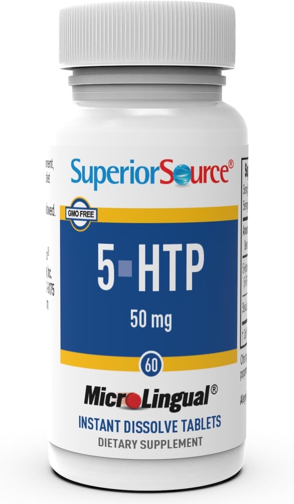 Sursă superioară 5-HTP 50 mg - Suplimentul natural SIDA Funcții de somn odihnitor și neurotransmițător - Brain Health & Function Supplement - 5-Hidroxitriptofan - 60 comprimate de dizolvare instantanee