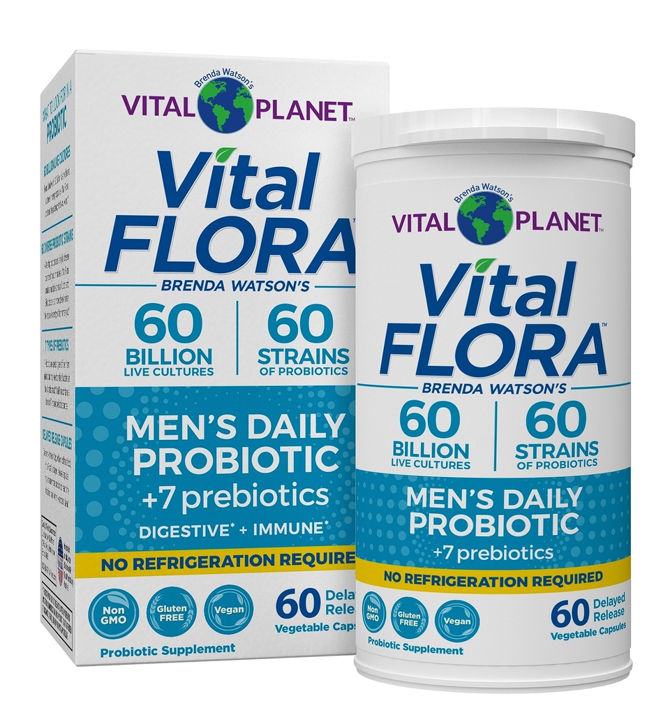 Planeta Vital - Vital Flora Probiotice pentru bărbați, 60 Miliarde CFU, 60 Strine diferite, 7 Prebiotice organice, Meni