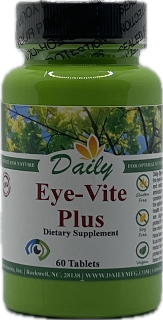Zilnic Manufacturing Eye-Vite PlusTM (Vitamina's A, C, E, Zinc, Gamma Aminobutiric Acid (GABA), Lutein, Zeaxantină & Bilberry)