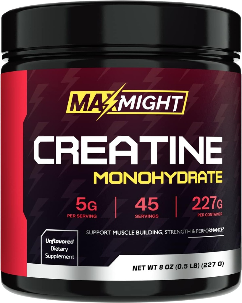 Creatin monohidrat pulbere, Micronited, 5g per servire, Nearomate și foarte solubile, Nu Filler, Construi musculare și îmbunătățirea performanței pentru bărbați și femei, 45 de serviri