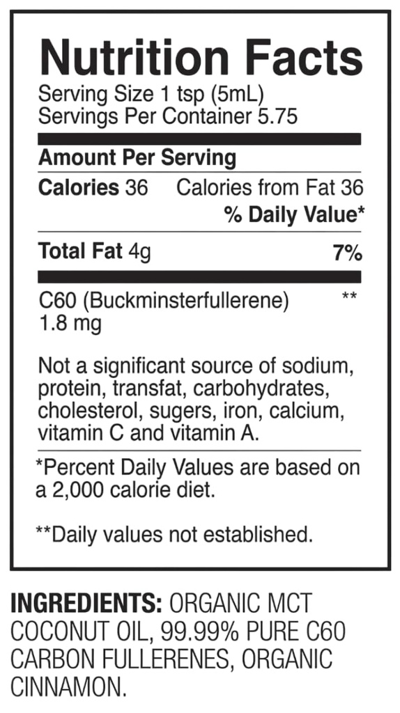C60 Scorțișoară cu putere purpurie C60 MCT ulei de nucă de cocos - dimensiune de călătorie - ulei de nucă de cocos organic presat la rece - 99.99% C60 Pure C60 Carbon Fullerenes - Boost Energy & Mental Focus (1oz)
