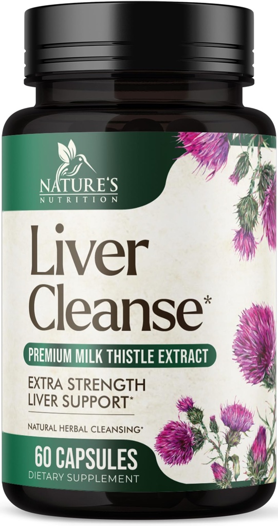 Ficat Cleanse Detox & Reparație Formula - 20-in-1 Advanced Ficat Supplement with Silymarin Milk Thistle, Dandelion Root, Artichoke Extract, Turmeric, Choline, & Beetroot - 60 Veggie capsule