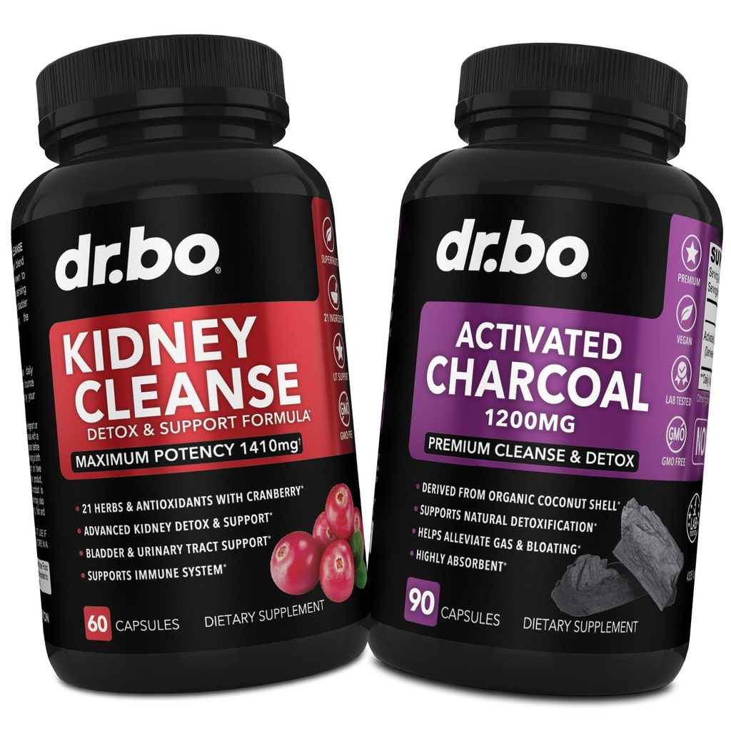 Rinichi Curățare Detoxifiere & Charcoal activat - Cranberry natural & Uva Ursi extract pentru a sprijini rinichi, Bladder & Tract urinar Sănătate - Pastile de nucă de cocos Charcoal pentru gaz de stomac și suport de balonare