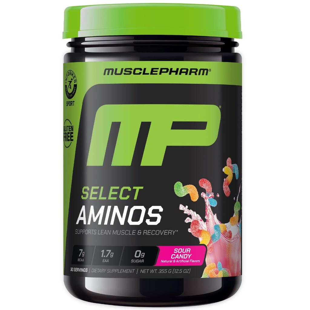 MusclePharm Selectaţi Amino's EAA + BCAAs, Post Workout Essential Amino Acids Powder, Pre Workout Suplimentul energetic pentru bărbaţi şi femei cu aminoacizi ramificat, 30 Serviri (A noastră Candy)