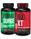 Fabrica Jacked Testosteron Booster pentru bărbați PRIMASURGE (60 capsule) și N.O. XT Oxid de azot (90 capsule) pentru creșterea musculară, pompe, & energie