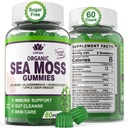 Sea Moss Gummies - Irish Sea Moss Gummies pentru adulți și copii - Advanced Superfood Seamoss Supliment cu Organic Bladderwrack & Bredock Root Extract,ACV pentru Daily Immune, Gut Cleanse, Vegan, 60 Counts