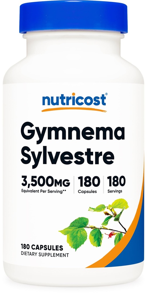 Nutricost Gymnema Sylvestre 3.500 mg (20:1 extract) din 175mg, 180 capsule - non-GMO, Gluten Free, și Vegetarian Friendly