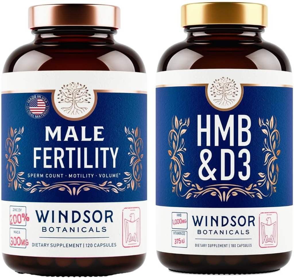 WINDSOR BOTANICA HMB cu vitamina D3 şi suport de fertilitate de calciu şi de sex masculin Bundle