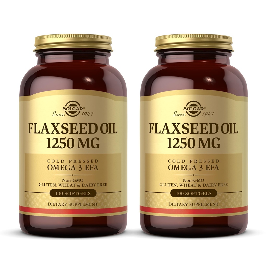 Solgar Seed Oil 1250 mg - 100 Softgels, Pack of 2 - Concentrated Plant Source of Omega-3 Alpha-Linoleic Acid (ALA) - Non-GMO, Gluten Free - 100 Total Servings