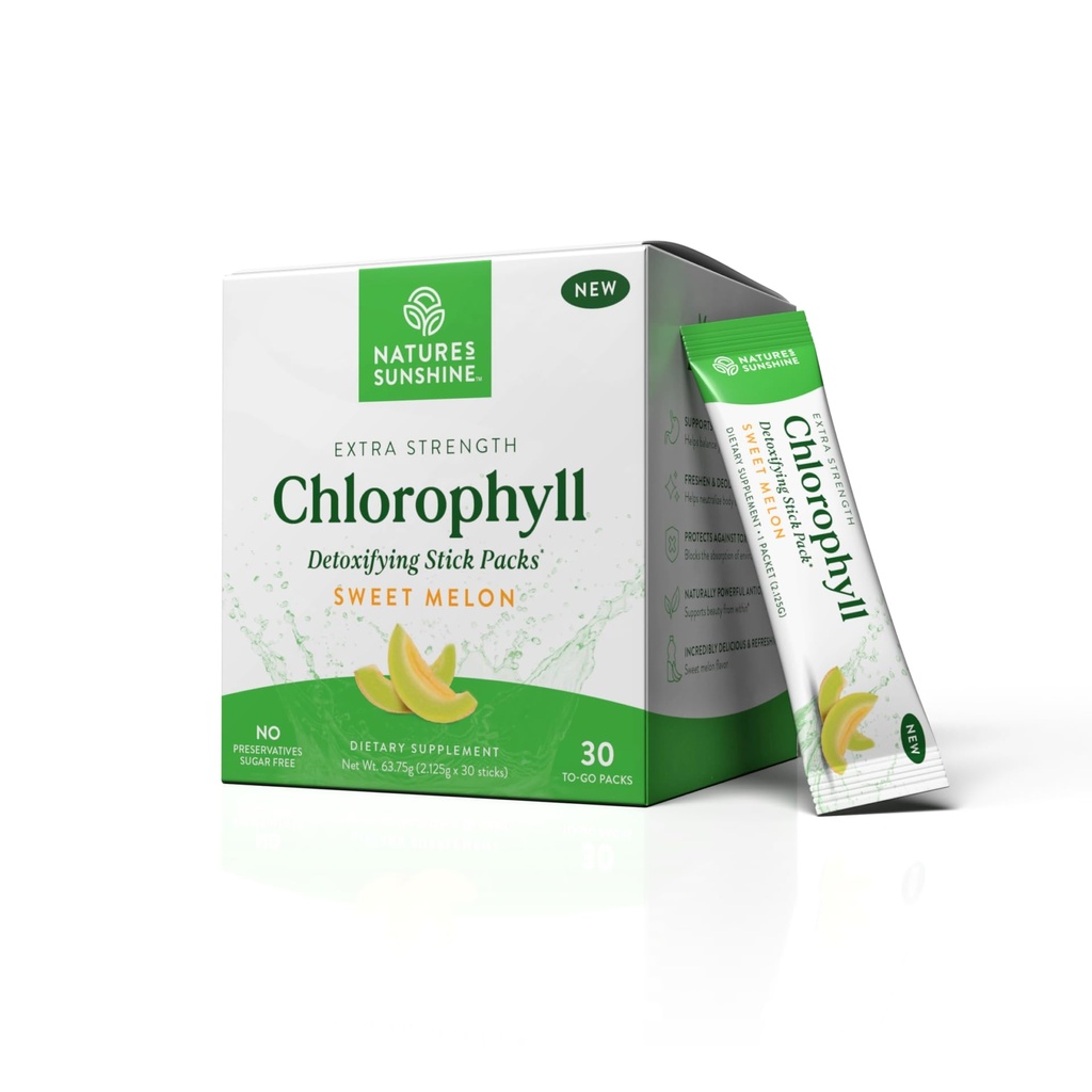 Pachete de Stick Sunshine Clorofill naturii: Supercharge dvs. dezintoxicare și Boost Gut Health în ambalaje confortabile, Stick delicios (Sweet Melon)