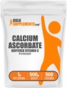 BulkSupplements.com Pulbere de ascorbat de calciu - Vitamina Buffered C, Supliment de calciu cu vitamina C - Gluten gratuit, 1g per Serving, 500g (1.1 lbs) (Pachet de 1)