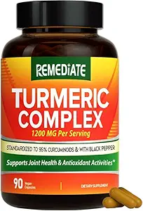 Curcumina turmerica, 1200 mg extract de rădăcină turmerica & pulbere, standardizate la 95% Curcuminoide, suport de sănătate comună de mare potenţă, absorbţie îmbunătăţită cu Pepper negru, 90 Vegan Caps