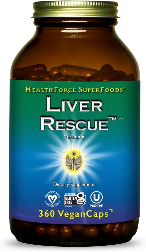 HealthForce Super Foods Liver Rescue - Natural Liver Cleanse - with Milk Thistle & Dandelion Root - Gluten-Free & Vegan - 360 Capsule