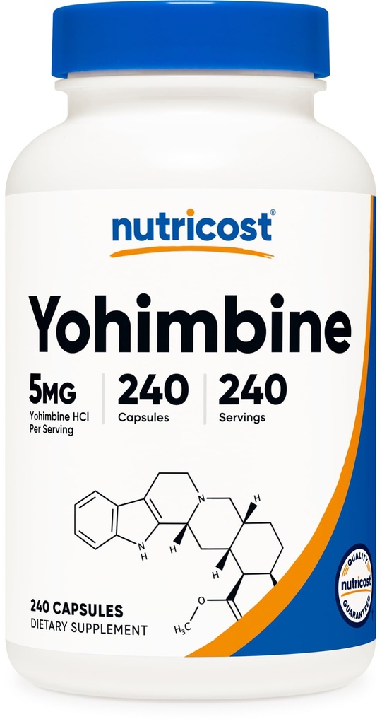 Nutricost Yohimbine HCl 5mg, 240 capsule Concentraţie extra - Gluten Free, non- GMO