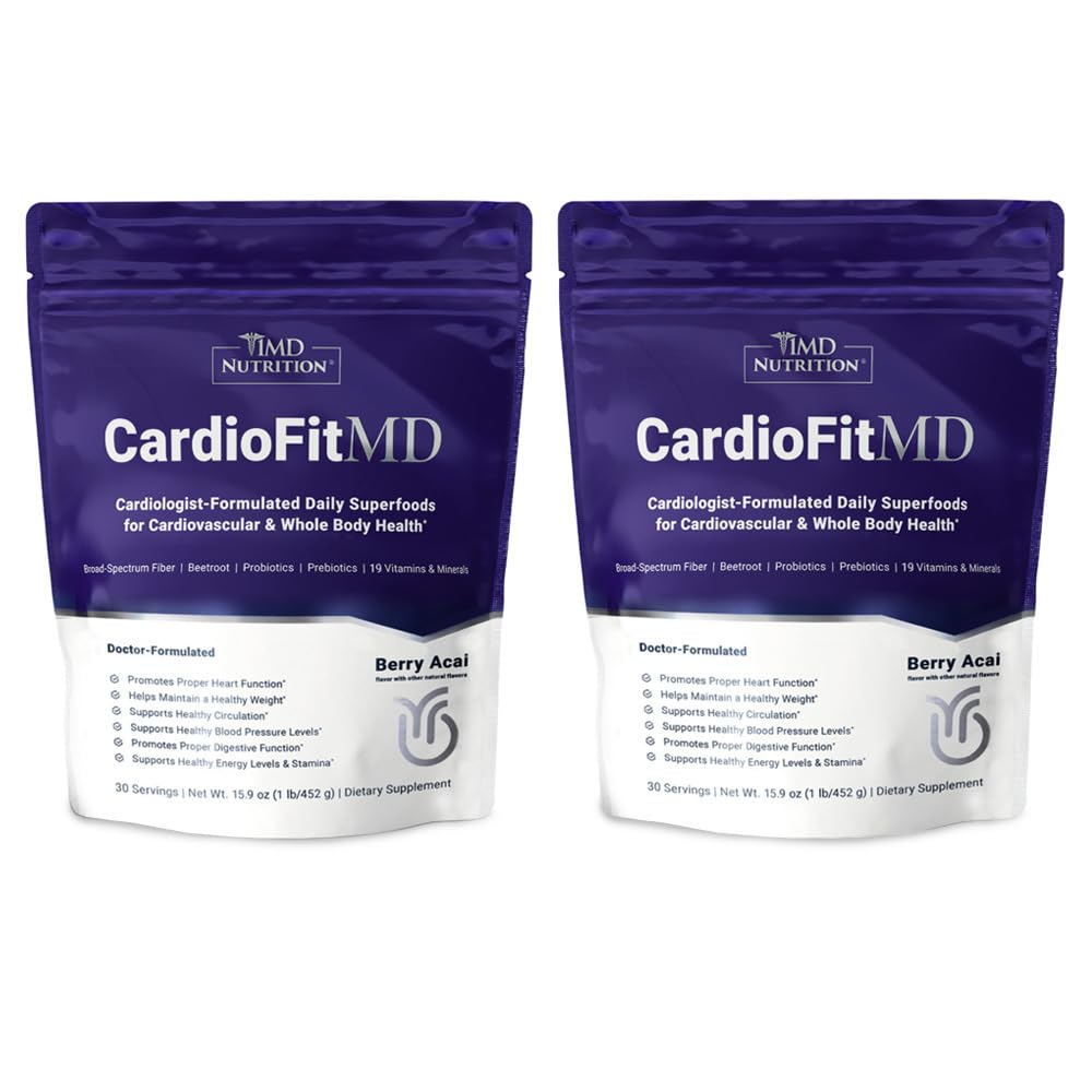 1MD Nutriție CardioFitMD - Vegan Beets Superfood Keto- Heart Health Powder - Nitricoxid de supliment - Root Root Powder pentru sanatoasa tensiune si circulatie - Big Fiber Drink - 30 zile (2-Pack)