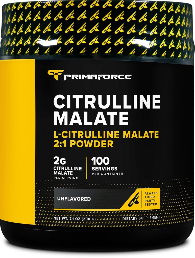 PrimaForce L-Citrulline Malate Powder, Nearomated Pre Workout Supliment, 200 Grams - Boosts Energy, SIDA Recuperare, Îmbunătățește performanța de rezistență 