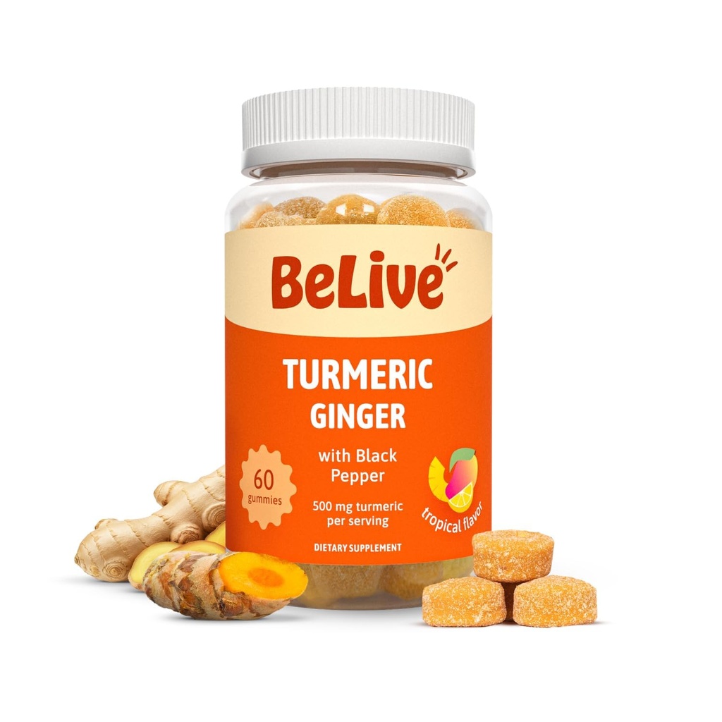 Curcumina cu piper negru și ghimbir - 500 mg de supliment Turmeric și ghimbir pentru suport imunitar, piele sănătoasă, și mobilitate - Aromă tropicală 60 Conte