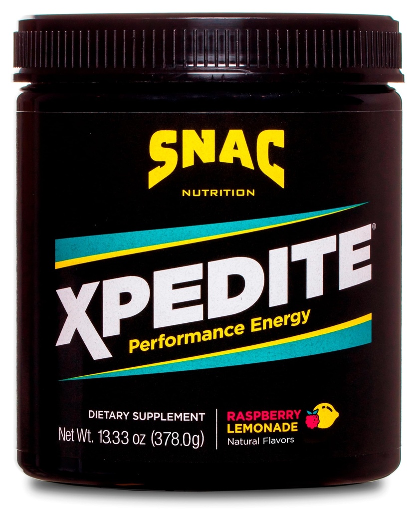 SNAC XPEDITE - Preworkout Performance Drink Supplement, Promovează energie și focalizare, oxid de azot Booster & termogenic, L-Carnitina, Beta Alanine, Raspberry Lemonade Powder, (24 Servings)