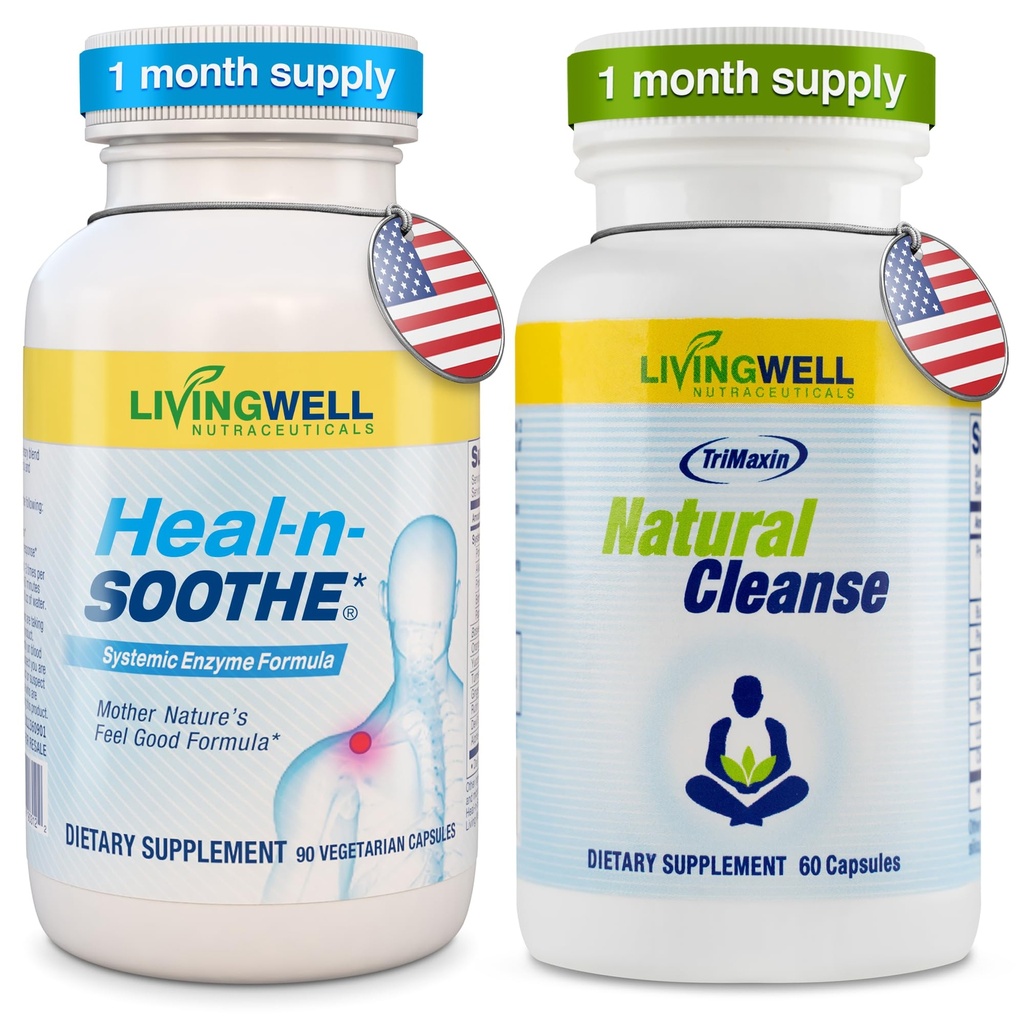 HEAL-N-SOOTHE Natural Cleanse Supliment Proteolitic Enzime și naturale Digestive Health Supliment